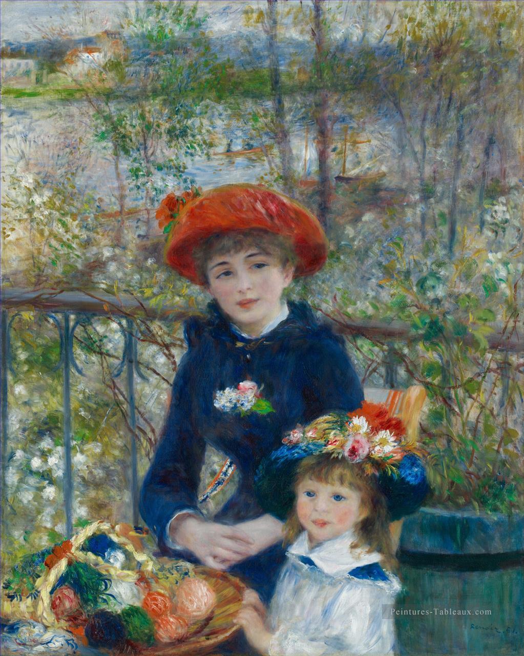 Deux soeurs sur la terrasse Renoir Peintures à l'huile